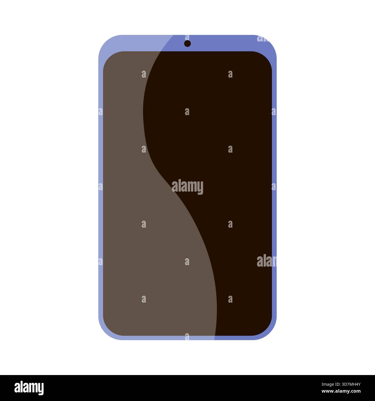 Simple phone template with a blank dark screen. Flat illustration. Stock Vector