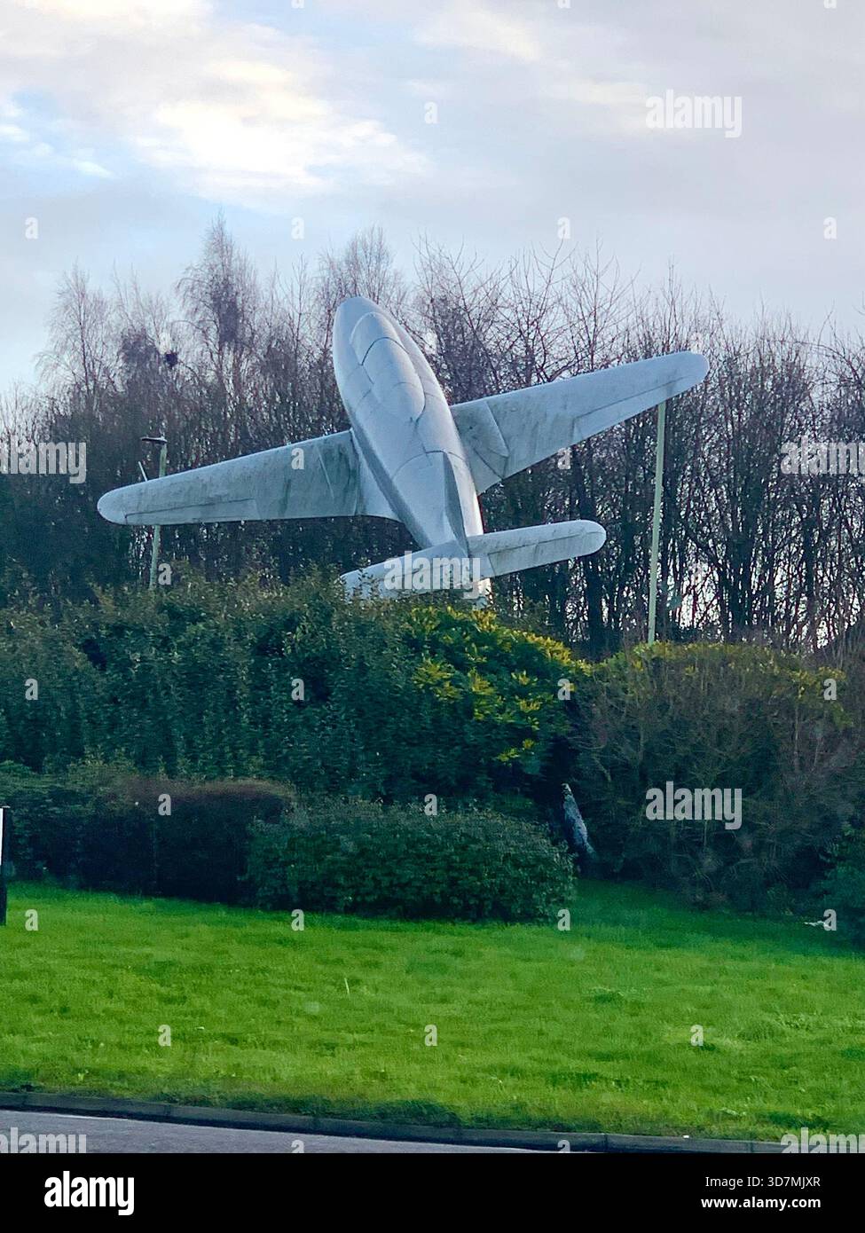 landmark in Loughborough Leicestershire jet memorial Sir Frank Whittle the inventor of the jet engine  worked near post war fighter aircraft commemorate - Smartphone Captured Stock Image