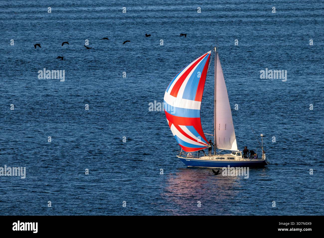 kool cigarette sailboat Sailing on the Columbia River - boat with KOOL Cigarettes sail 05/1973  Stock Photo