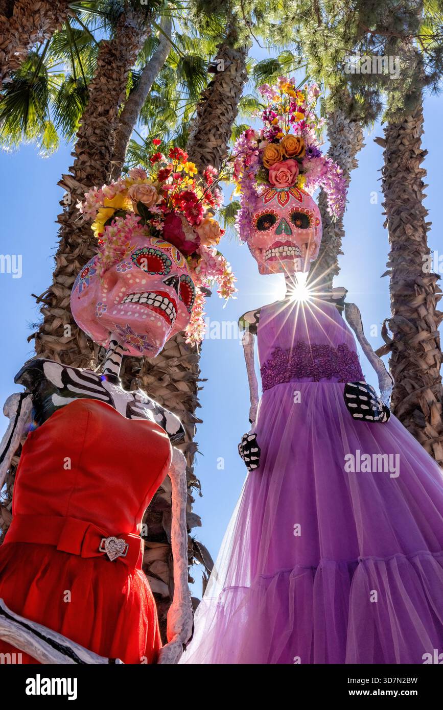 Colorful Catrinas at the Day of the Dead (Dia de los Muertos) Celebration - Fiesta de Reyes - Old Town, San Diego, California, USA Stock Photo