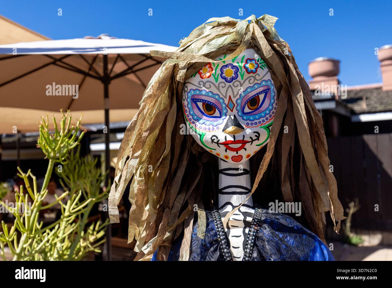 Colorful Catrina at the Day of the Dead (Dia de los Muertos) Celebration - Fiesta de Reyes - Old Town, San Diego, California, USA Stock Photo