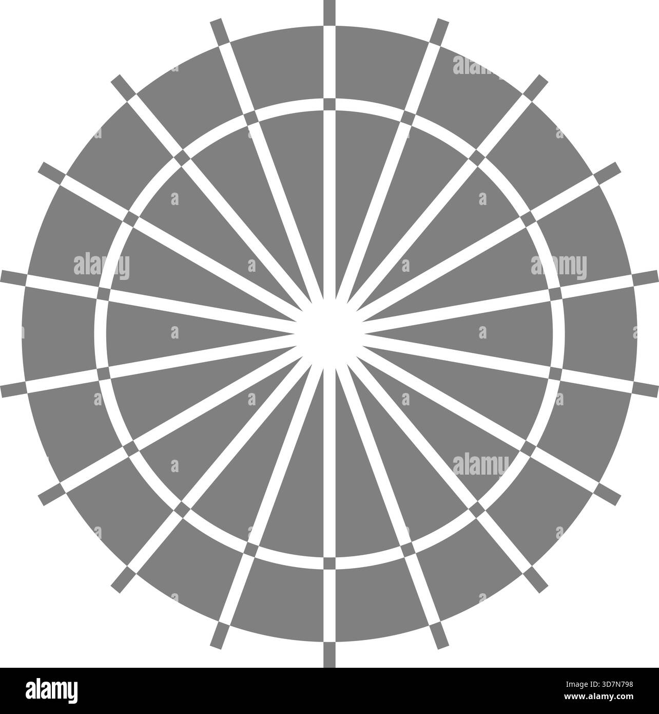 Data-driven circular wheel divides radial fields into defined segments representing structured distribution. Stock Vector