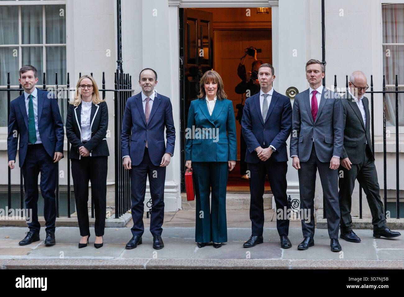 London, UK. 26th Nov, 2025. Reeves with her treasury team, including ...