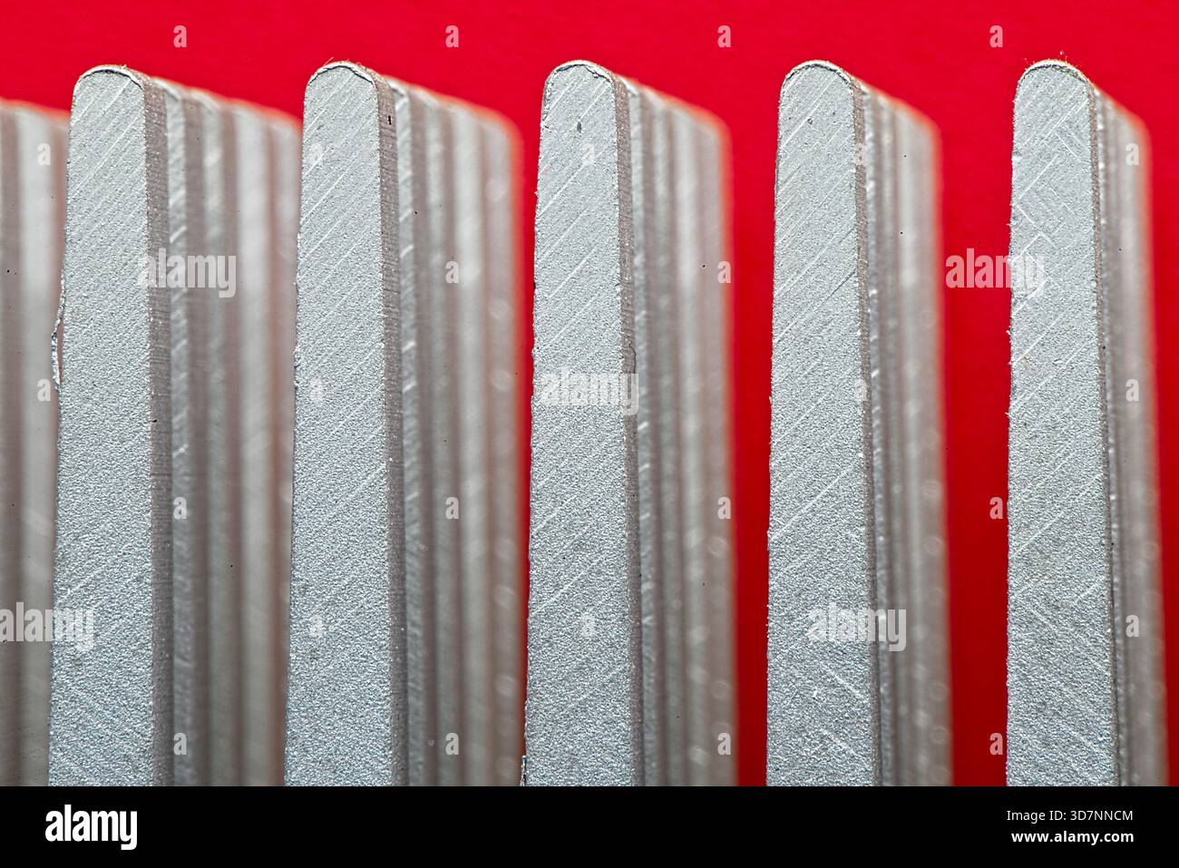 Close-up of an aluminum CPU heat sink fins-red background Stock Photo ...