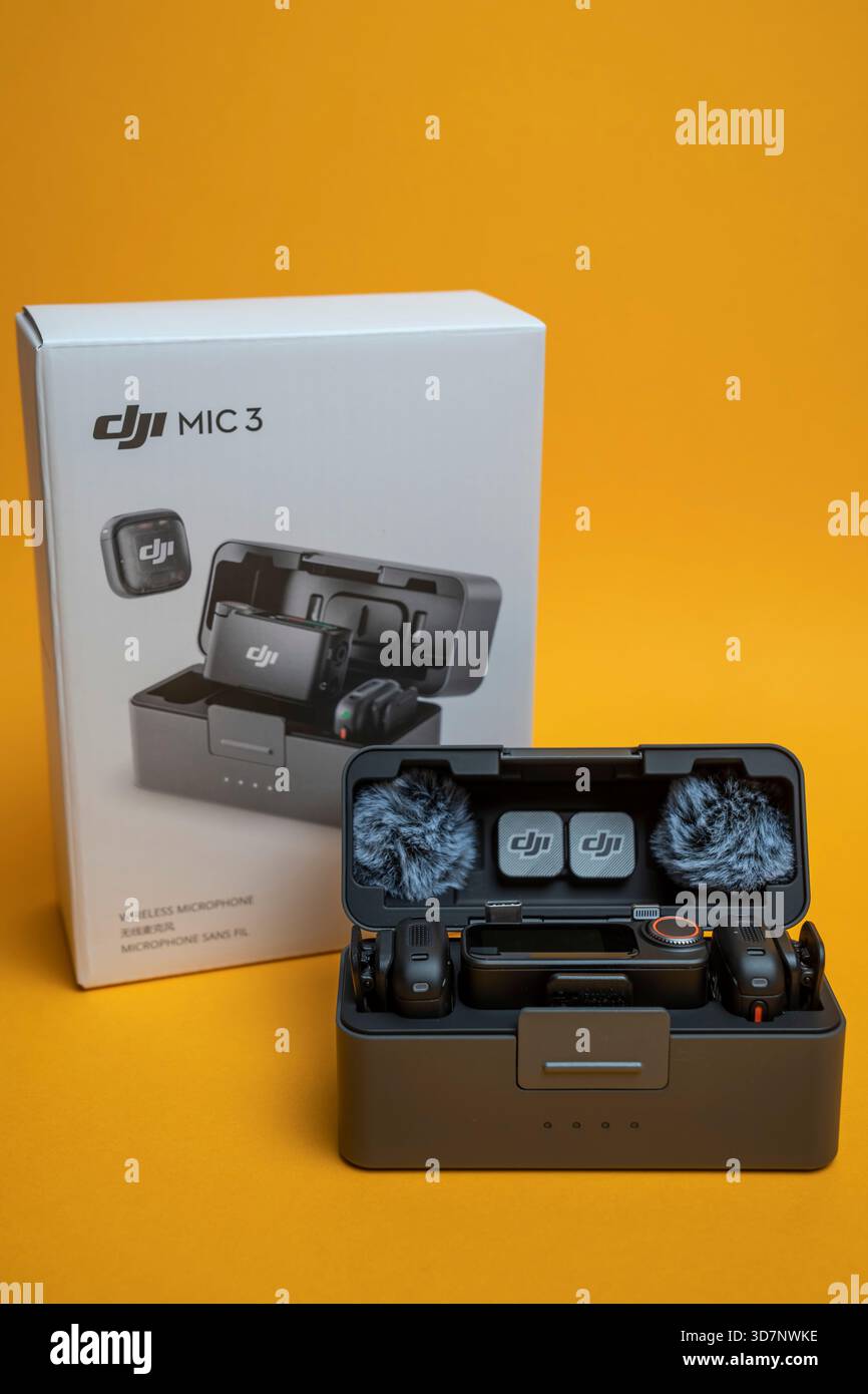 Comp Microphone DJI Mic 3 wireless microphone system displayed in a clean, modern ...