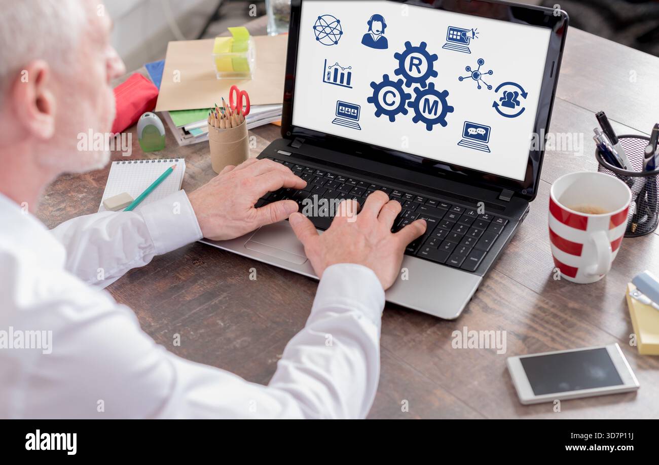 Crm concept shown on a laptop screen Stock Photo
