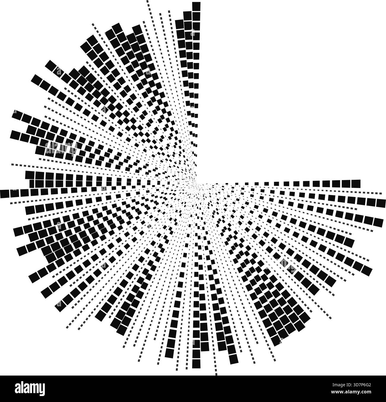 Circular structure with irregular square rays and one quarter segment ...