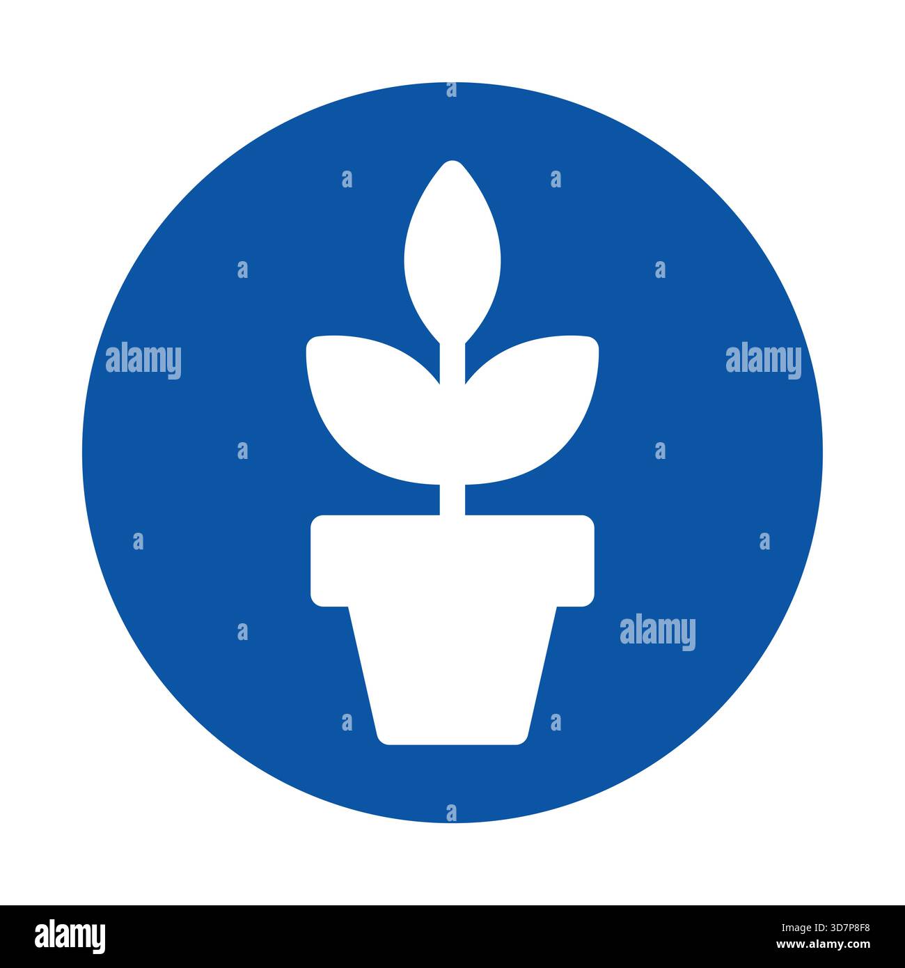 This minimalistic icon features a plant in a flower pot against a vibrant blue background, perfect for nature-themed projects or home decor concepts. Stock Vector