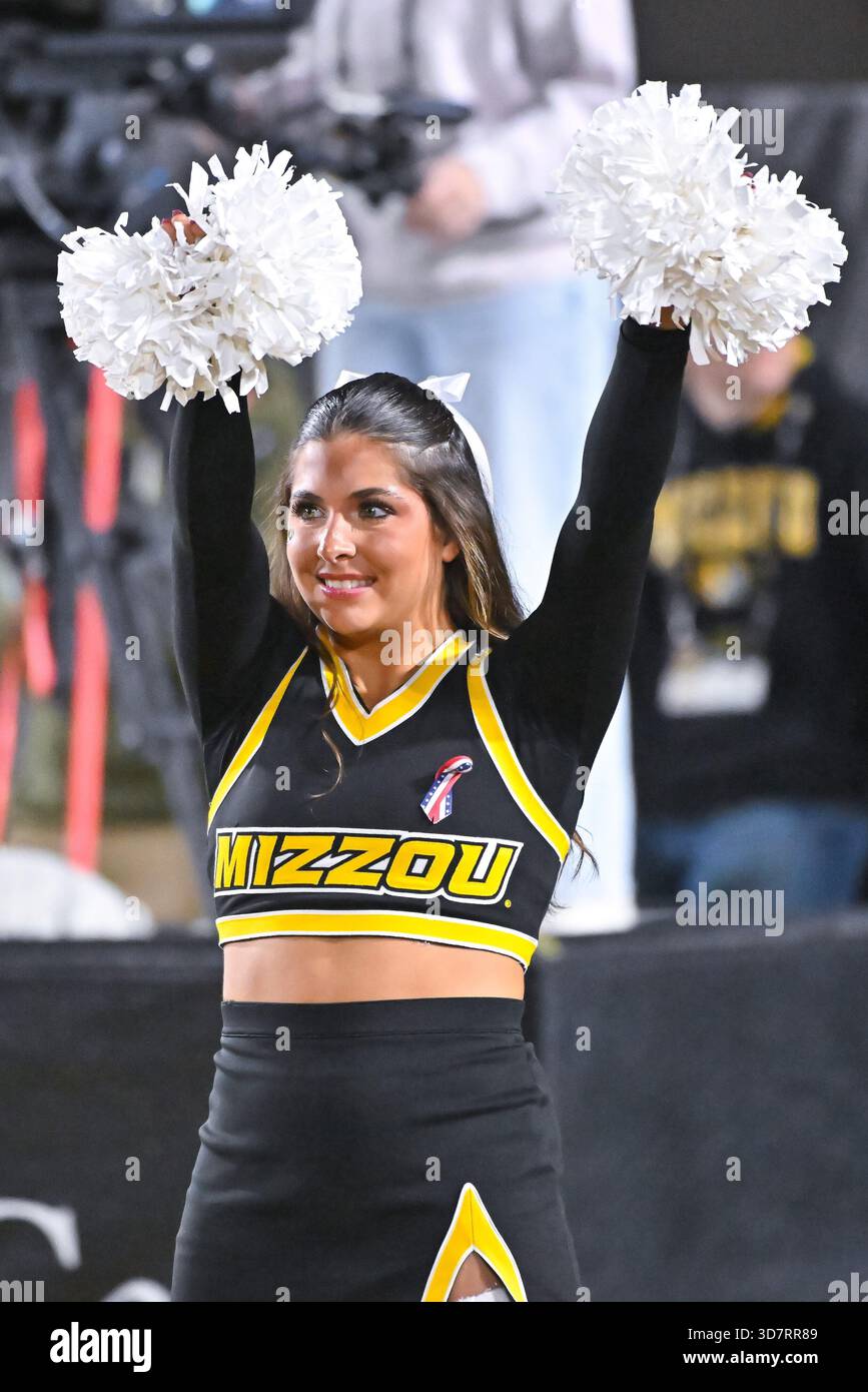 COLUMBIA, MO - NOVEMBER 15: A member of the Missouri cheerleading squad ...