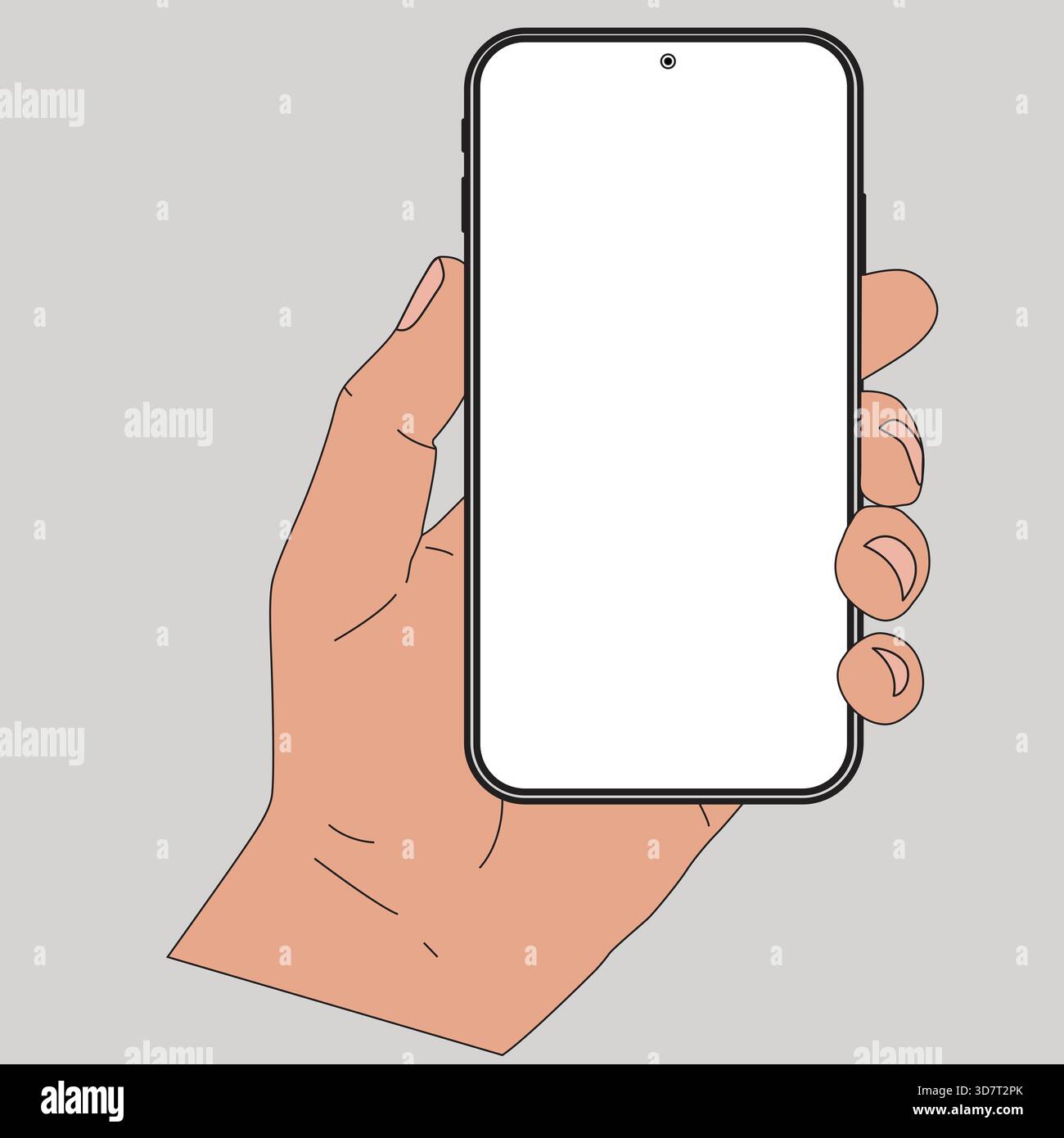 Hand holding a smartphone with a blank screen Stock Vector