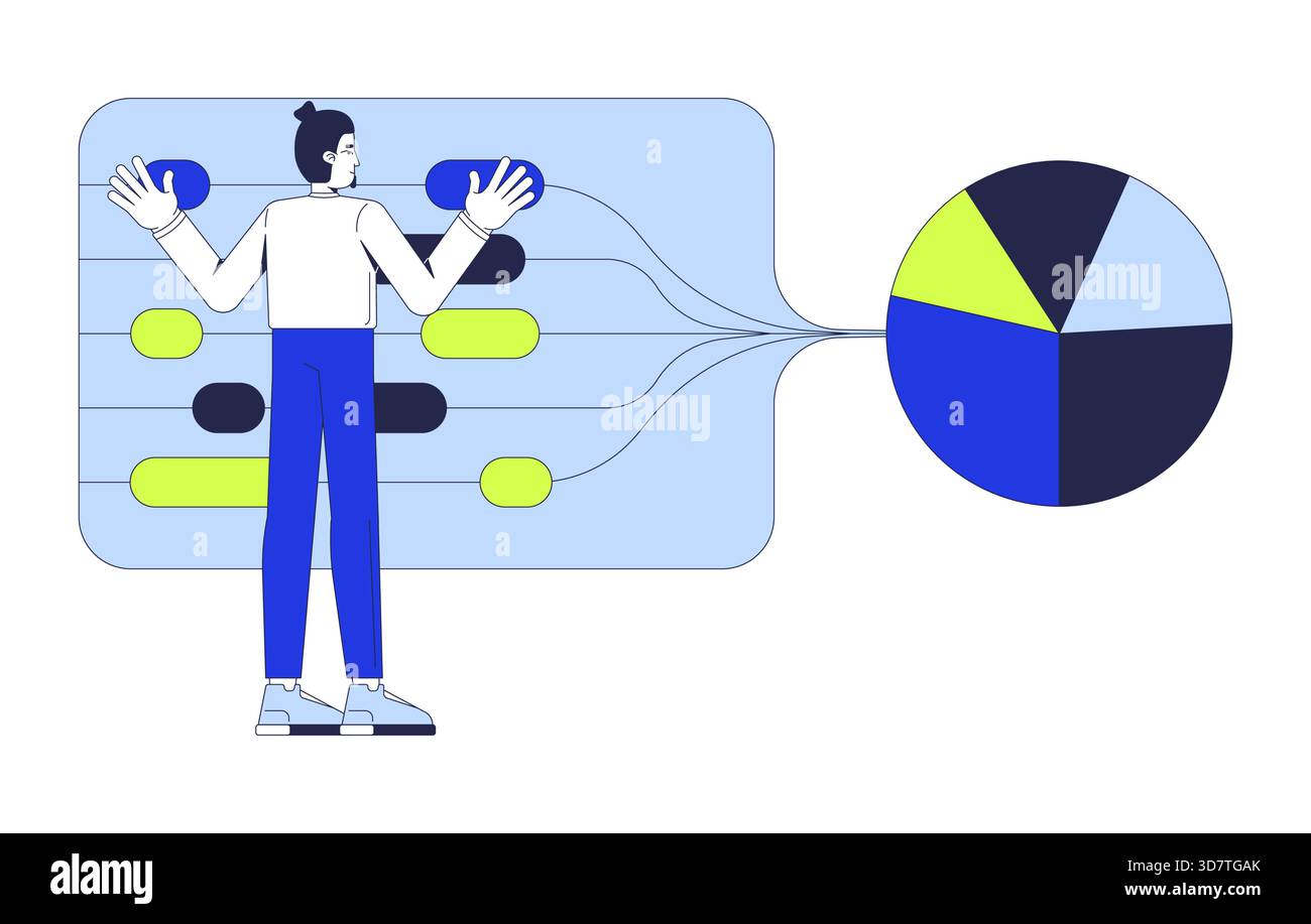 Sorting big data visualization 2D illustration concept Stock Vector