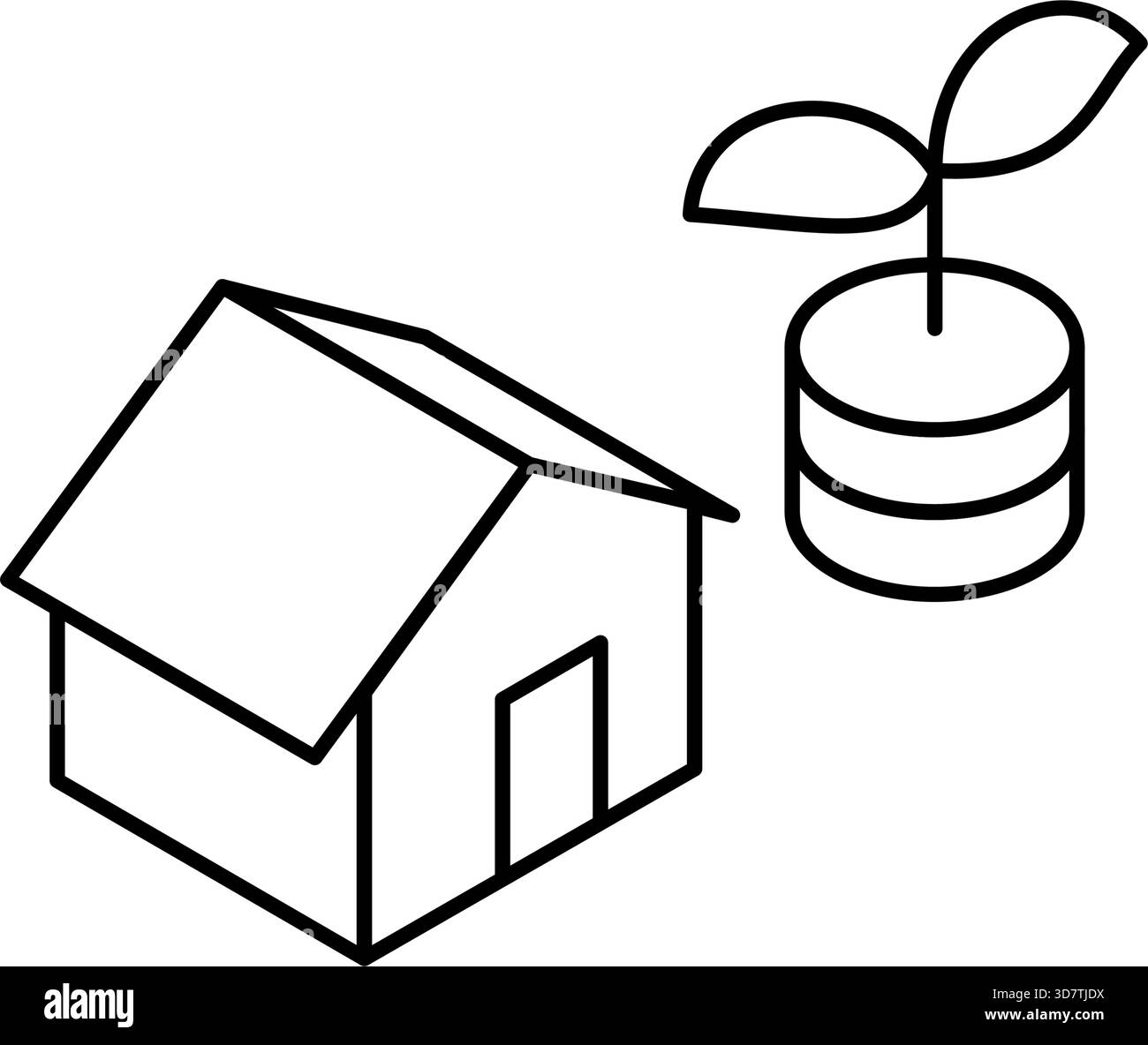 Real Estate Purchase, Simple Line Drawing Isometric Illustration of a ...
