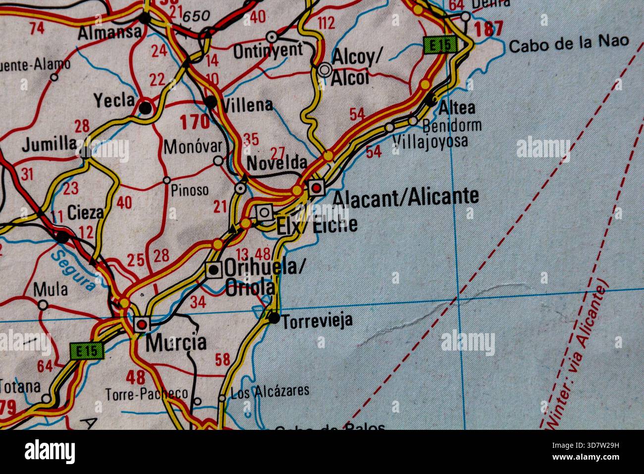 Alicante Spain On A Road Map Stock Photo Alamy Alicante Spain On A Road Map 3D7W29H 