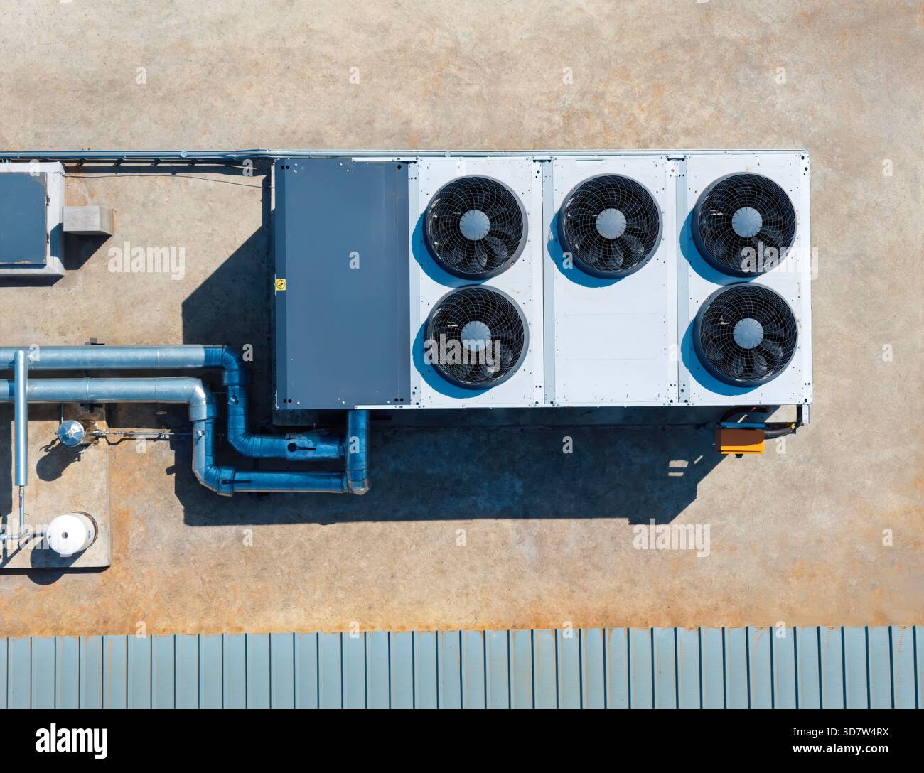aerial view top down air-conditioning unit industrial hvac on the roof ...