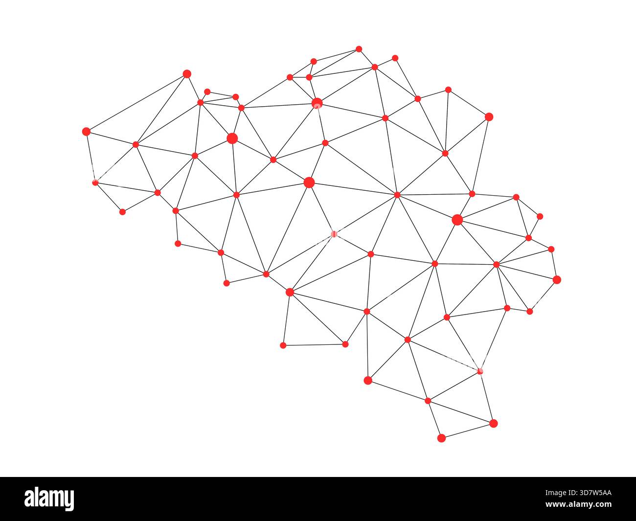 Belgium map. Abstract polygon map - connection dots mesh lines. Stock Vector