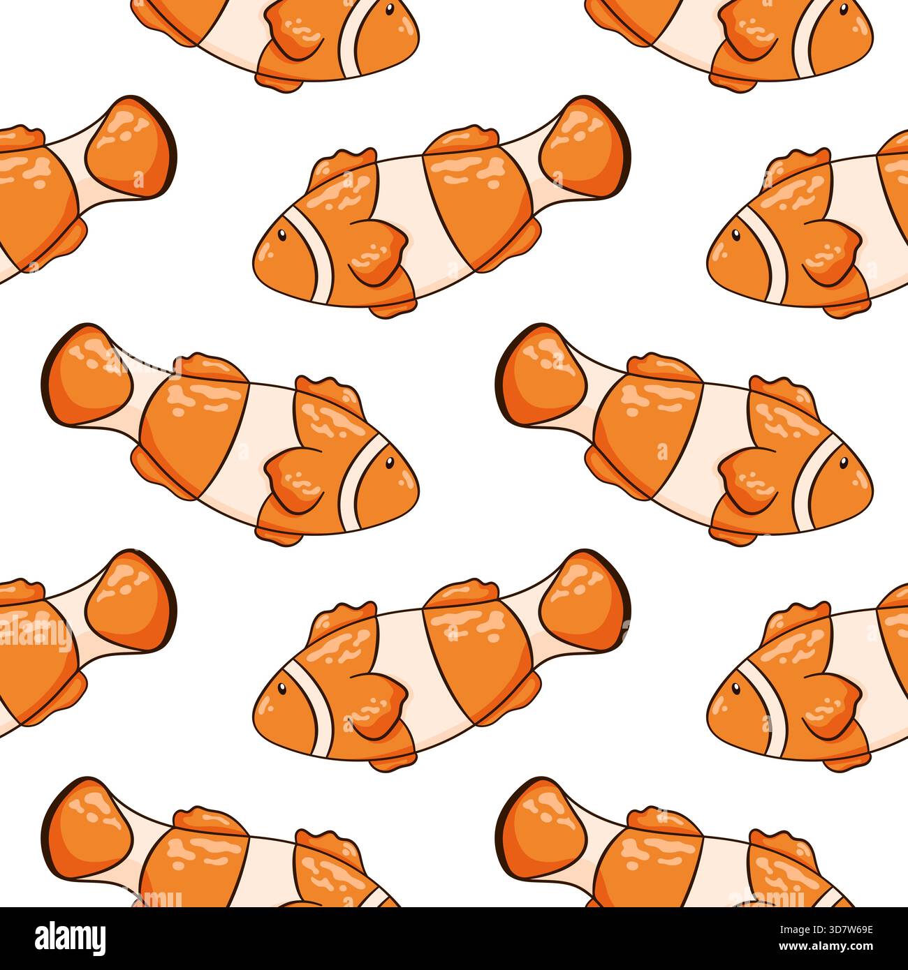Clown fish seamless pattern in cartoon style. Background of undersea ...