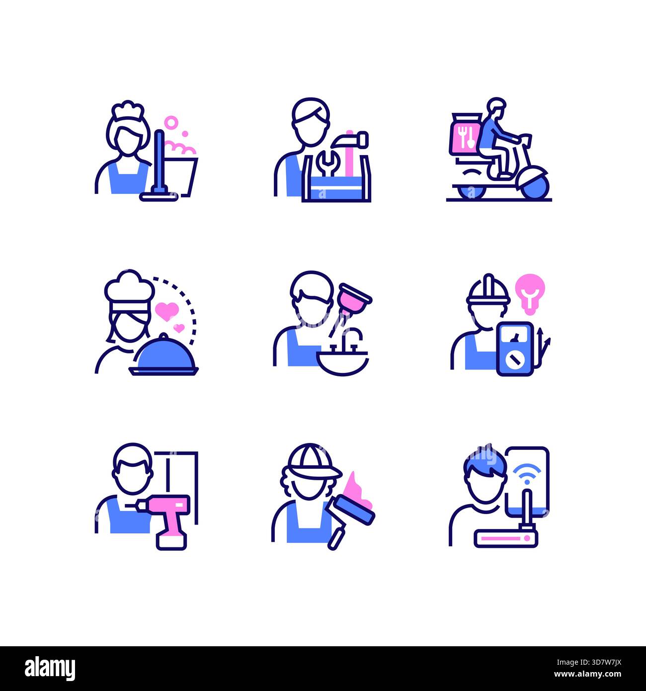 Home services - set of line design style icons Stock Vector Image & Art ...