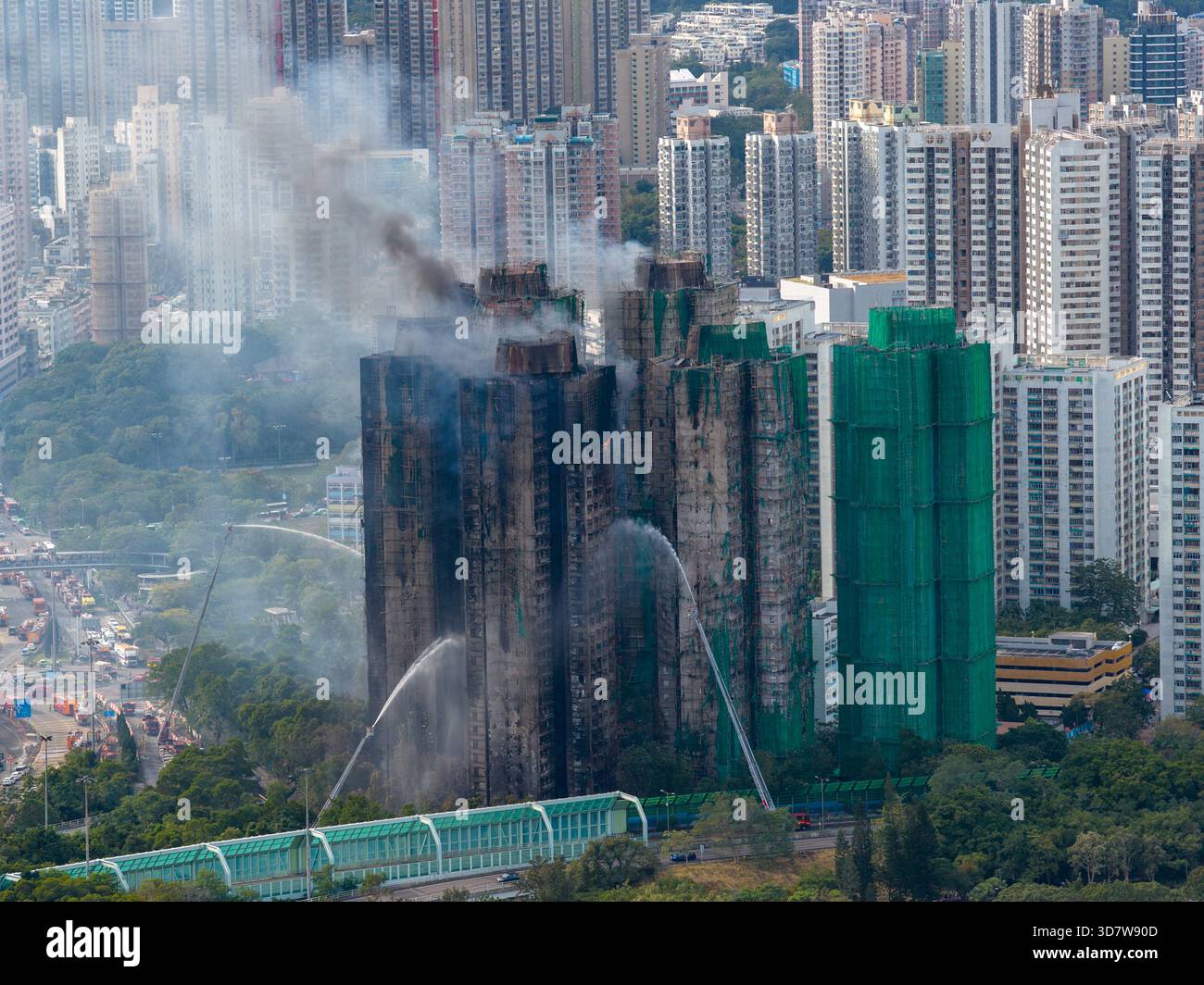 Hong Kong fire services bring the fire under control at Wang Fuk Court ...
