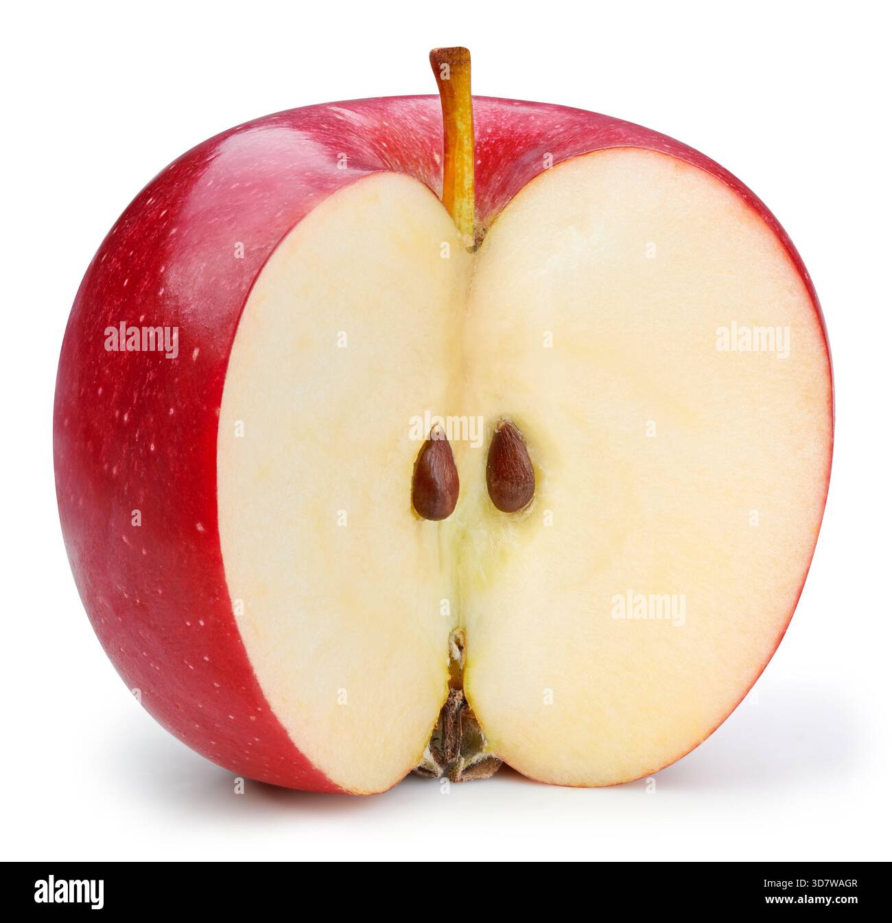 Red apples half isolated on white background Apple half cipping path Stock Photo