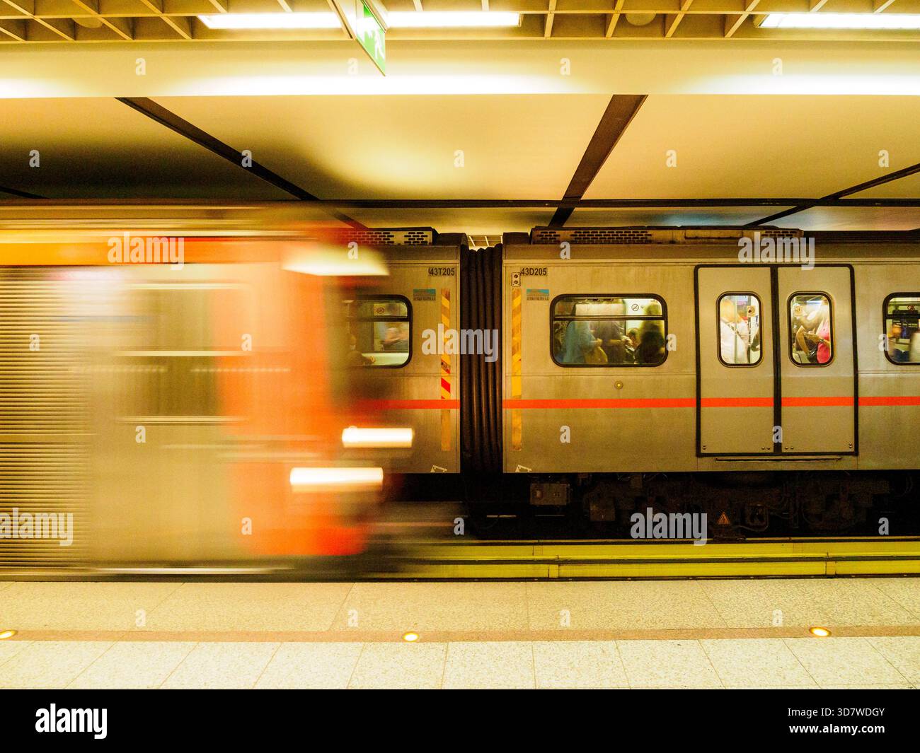 Subway trains in metro station Stock Photo - Alamy