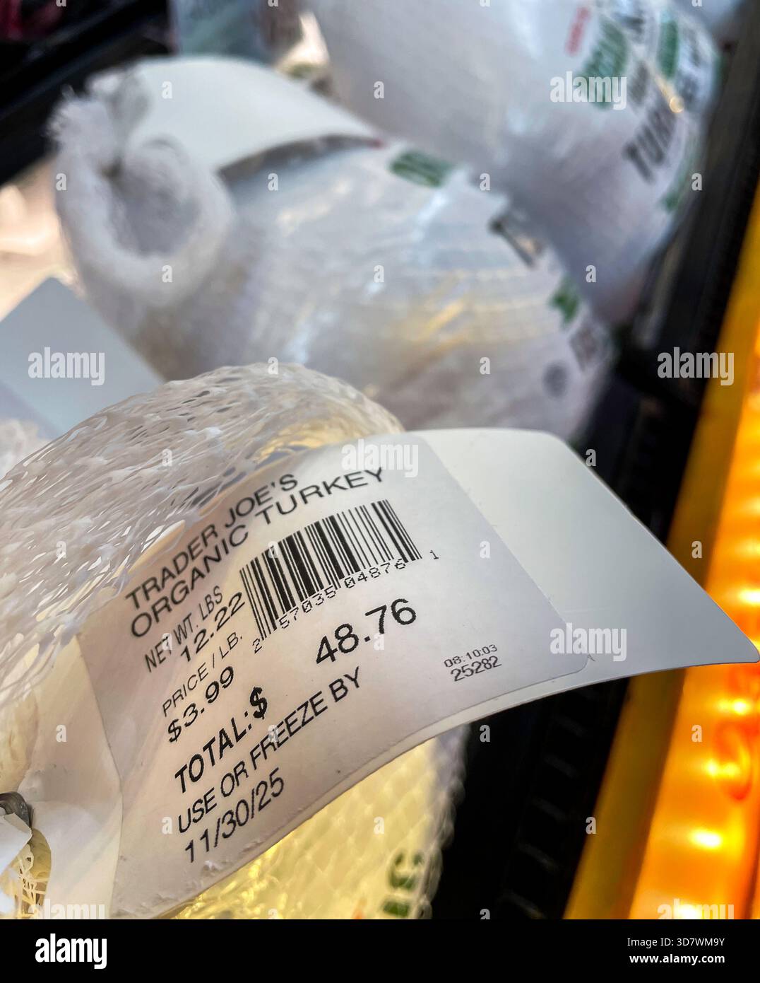 Thanksgiving Turkeys on sale at Trader Joe's grocery store in New York City, USA  2025 - Smartphone Captured Stock Image