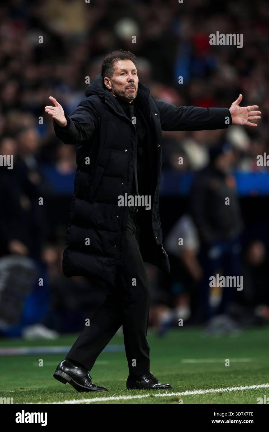 Diego Simeone, head coach of Club Atletico de Madrid, reacts during the ...