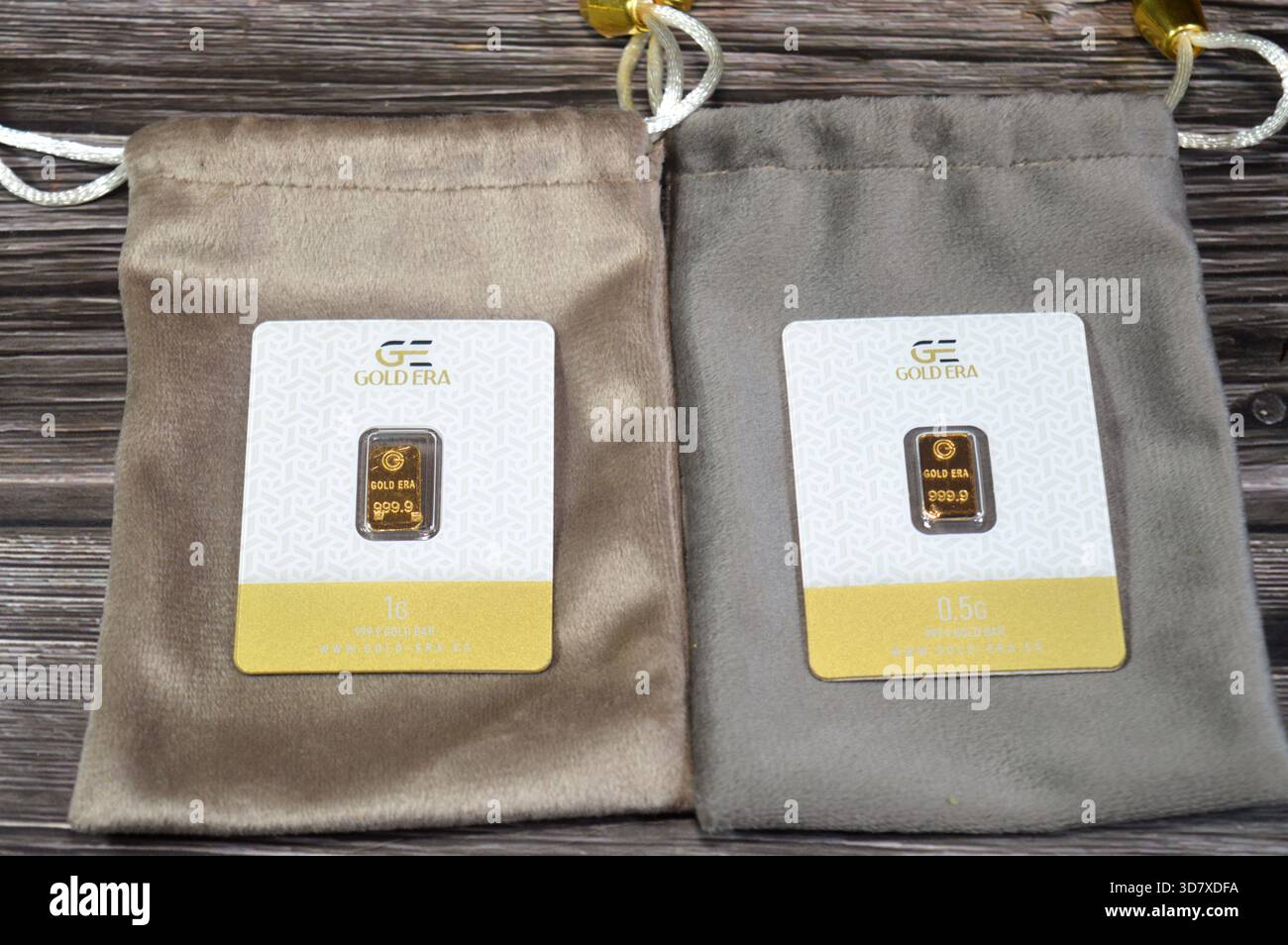 Cairo, Egypt, November 19 2025: Gold Era 24 Karate pure yellow 