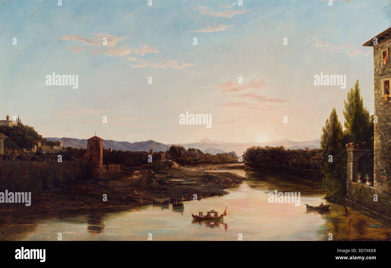 Sunset on the Arno, 1837. Stock Photo