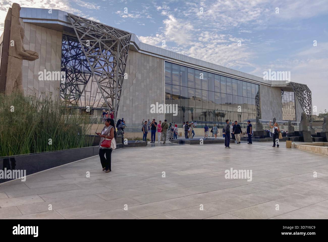 The Khufu S Boats Museum Across A Courtyard From The Grand Egyptian