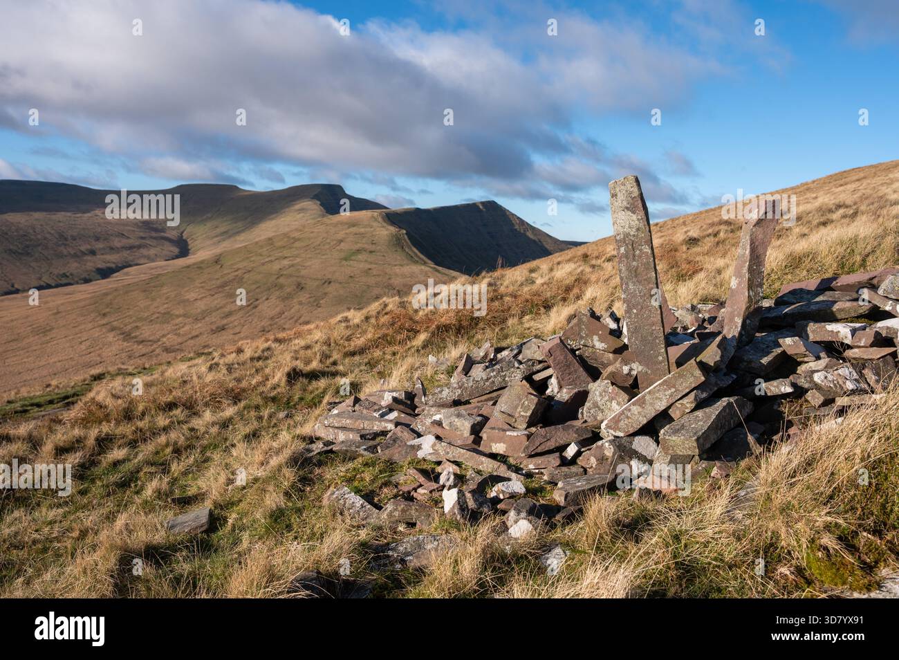 Summits of Corn Du, Pen y Fan and Cribyn from Craig Cwm Oergwm, Central ...