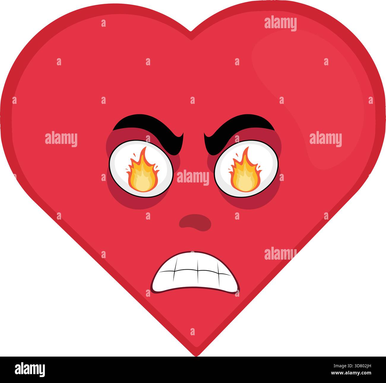 vector illustration emoticon character heart cartoon, with a furious ...