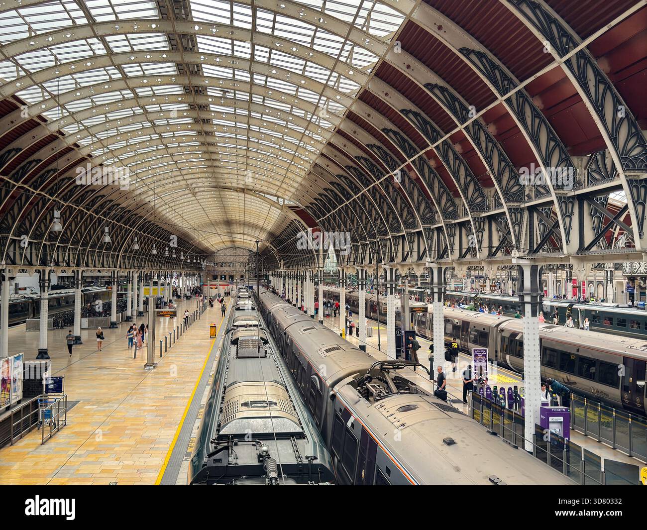 London, England, UK - 4 July 2025: Trains at platforms in London Paddington railway station - Smartphone Captured Stock Image