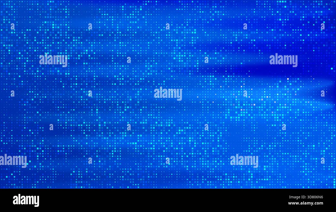 High-tech deep blue background with pixel grid lights Stock Vector