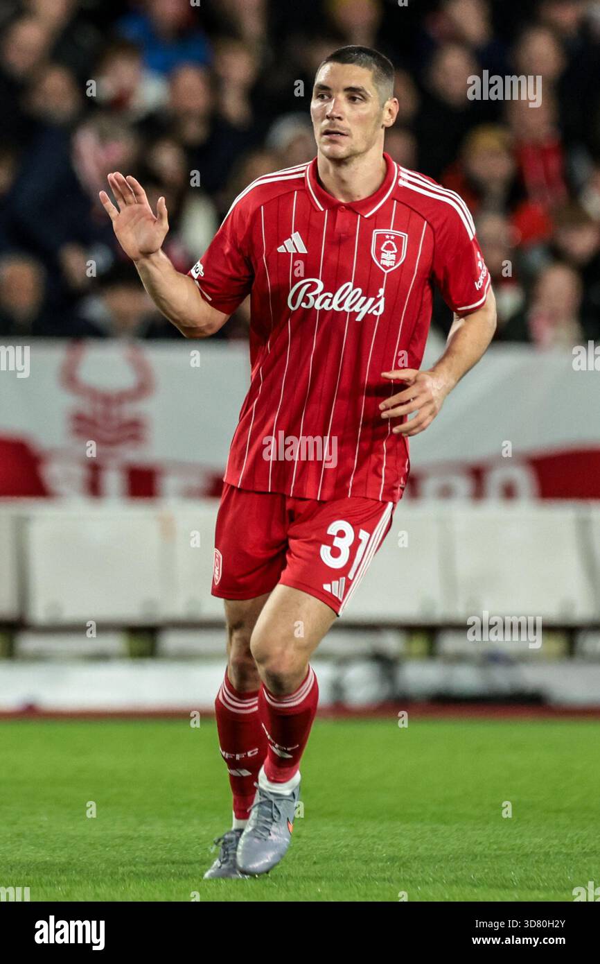 Nikola Milenkovic Of Nottingham Forest During The UEFA Europa League 
