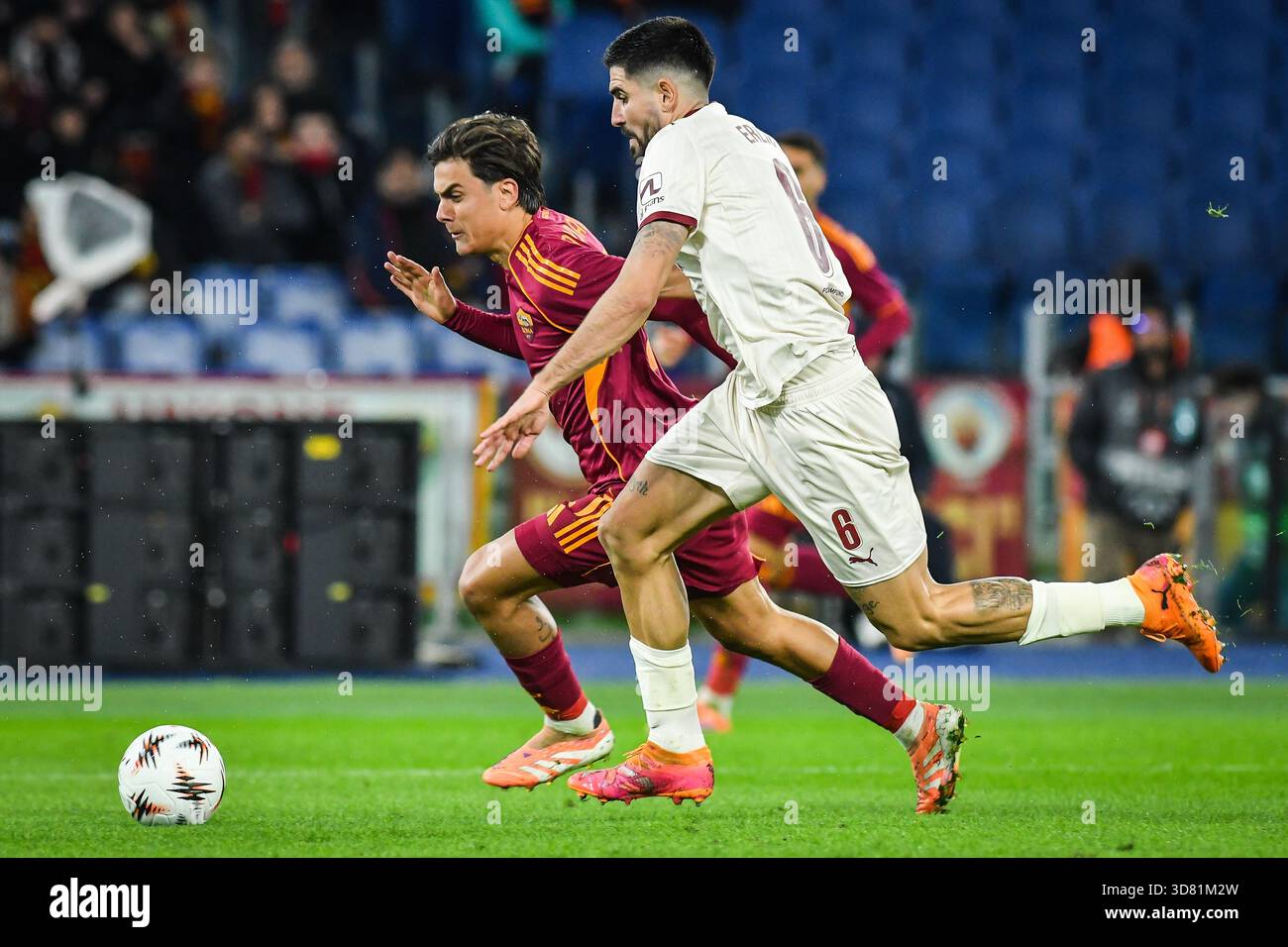 Paulo DYBALA of AS Roma and Martin ERLIC of FC Midtjylland during the ...