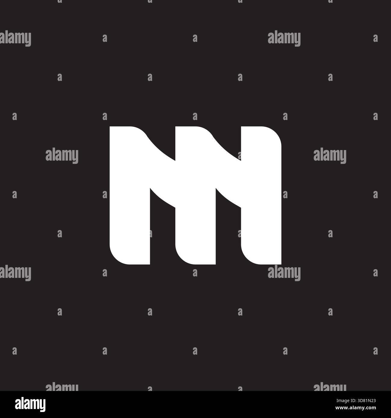 letter mn simple linked curve geometric stripe logo vector Stock Vector