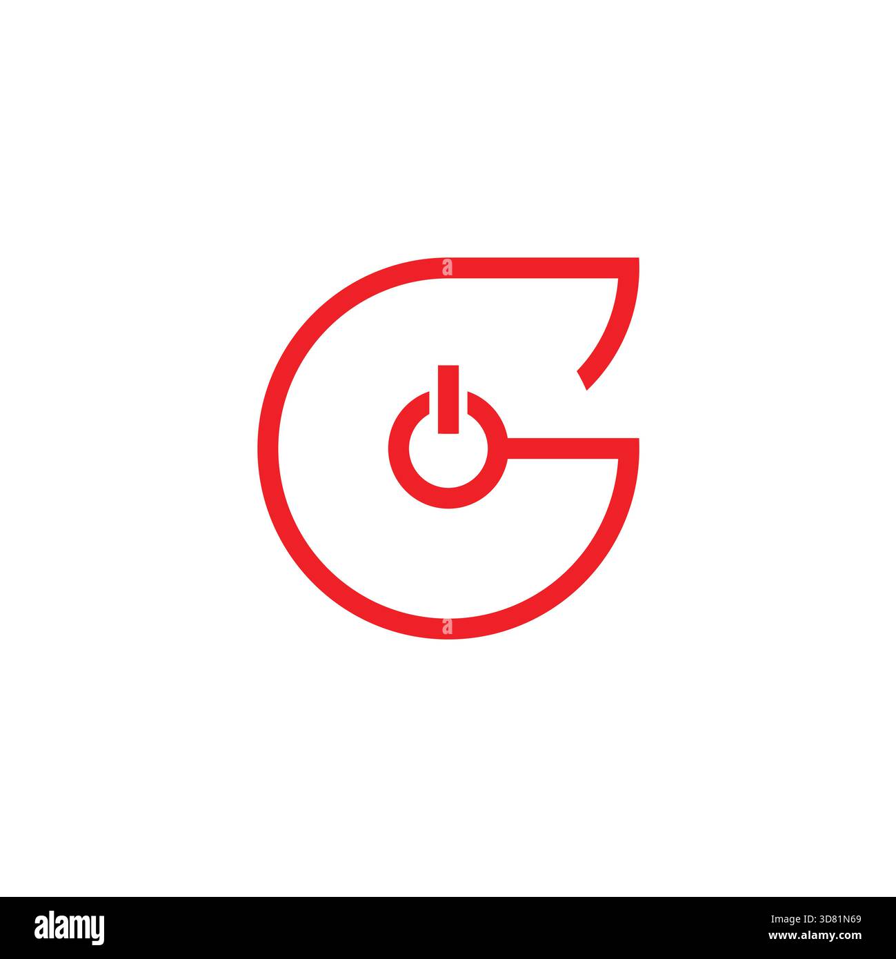 letter g simple red power button line geometric logo vector Stock Vector