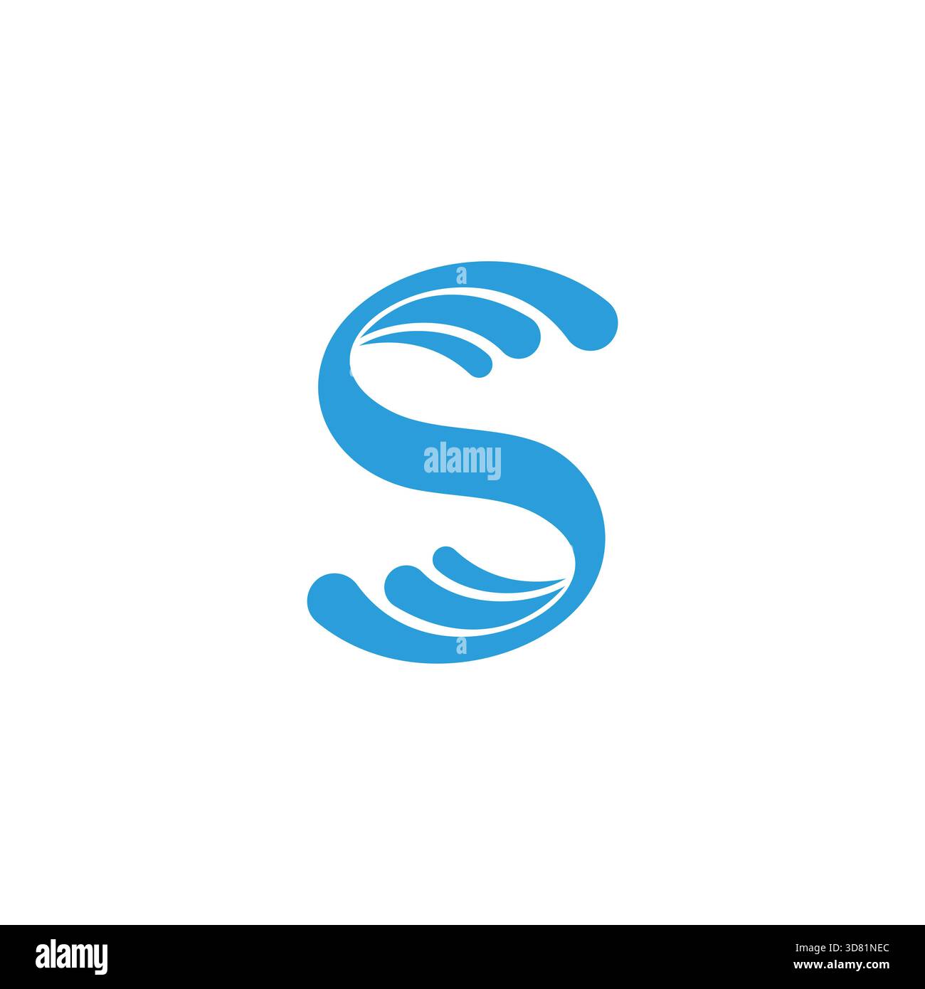 letter s blue water splash simple geometric logo vector Stock Vector
