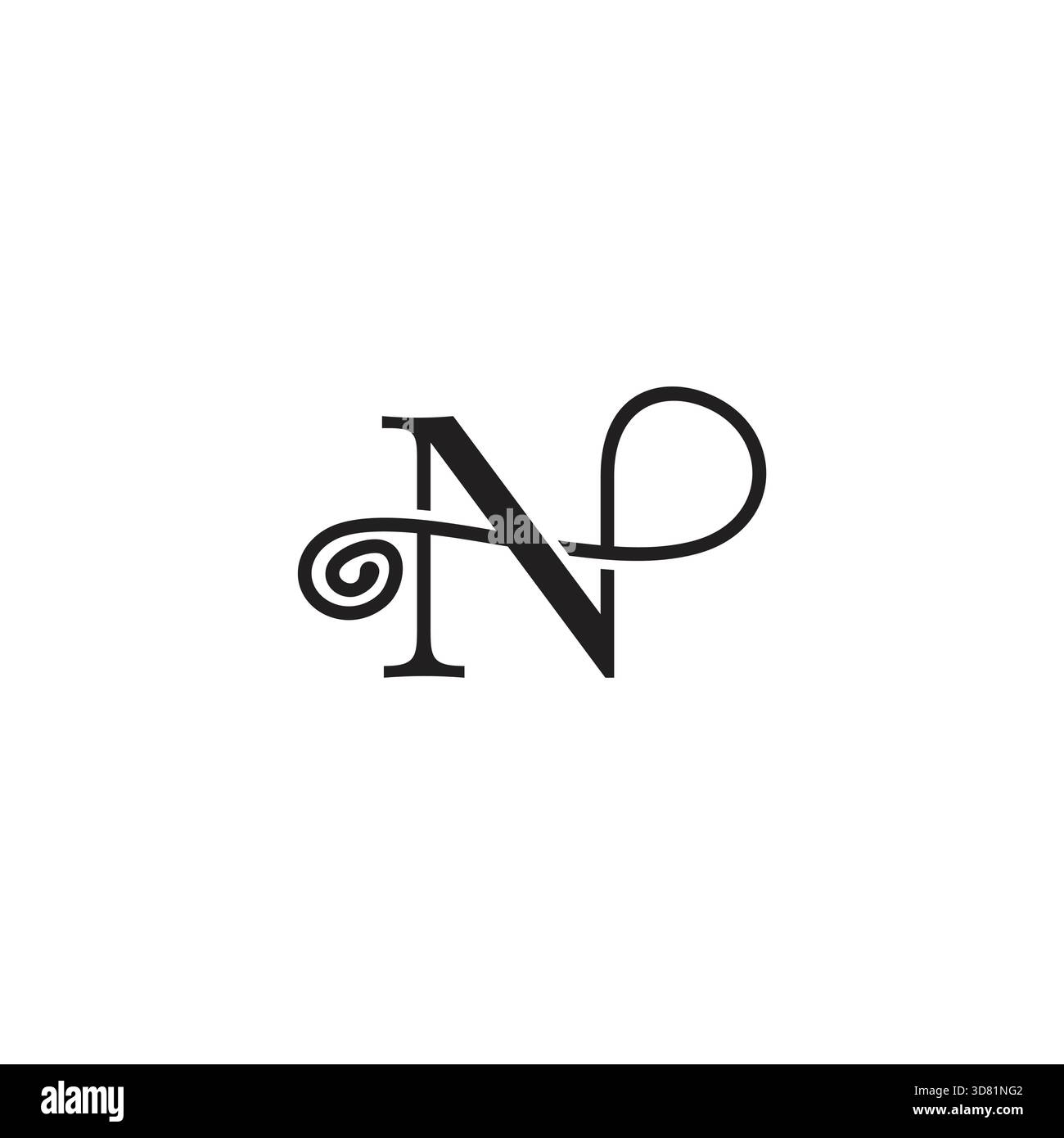 letter np simple loop spiral thread wire logo vector Stock Vector