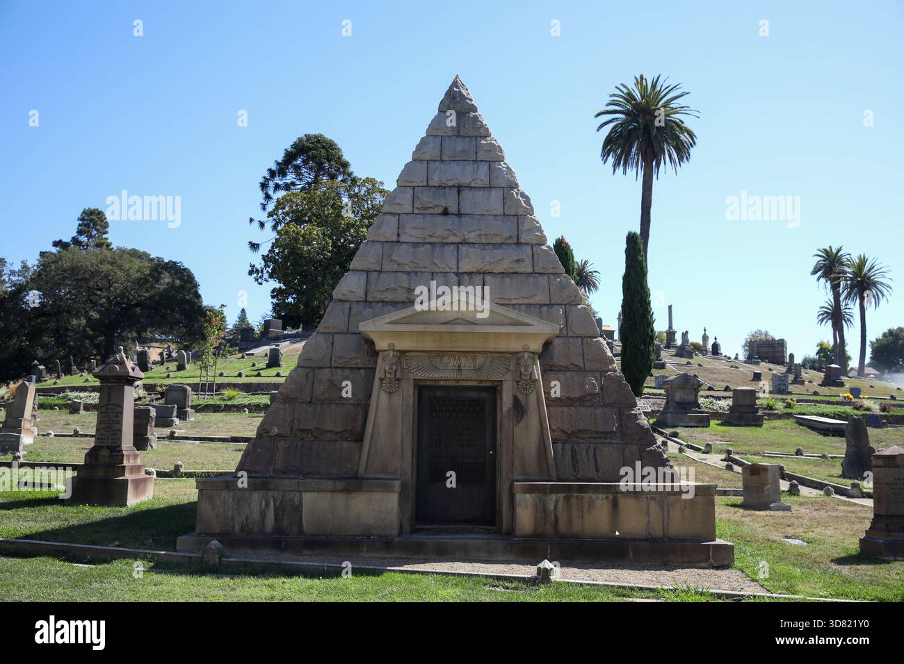 A pyramid tomb seen at Mountain View Cemetery in Oakland, (Photo by ...