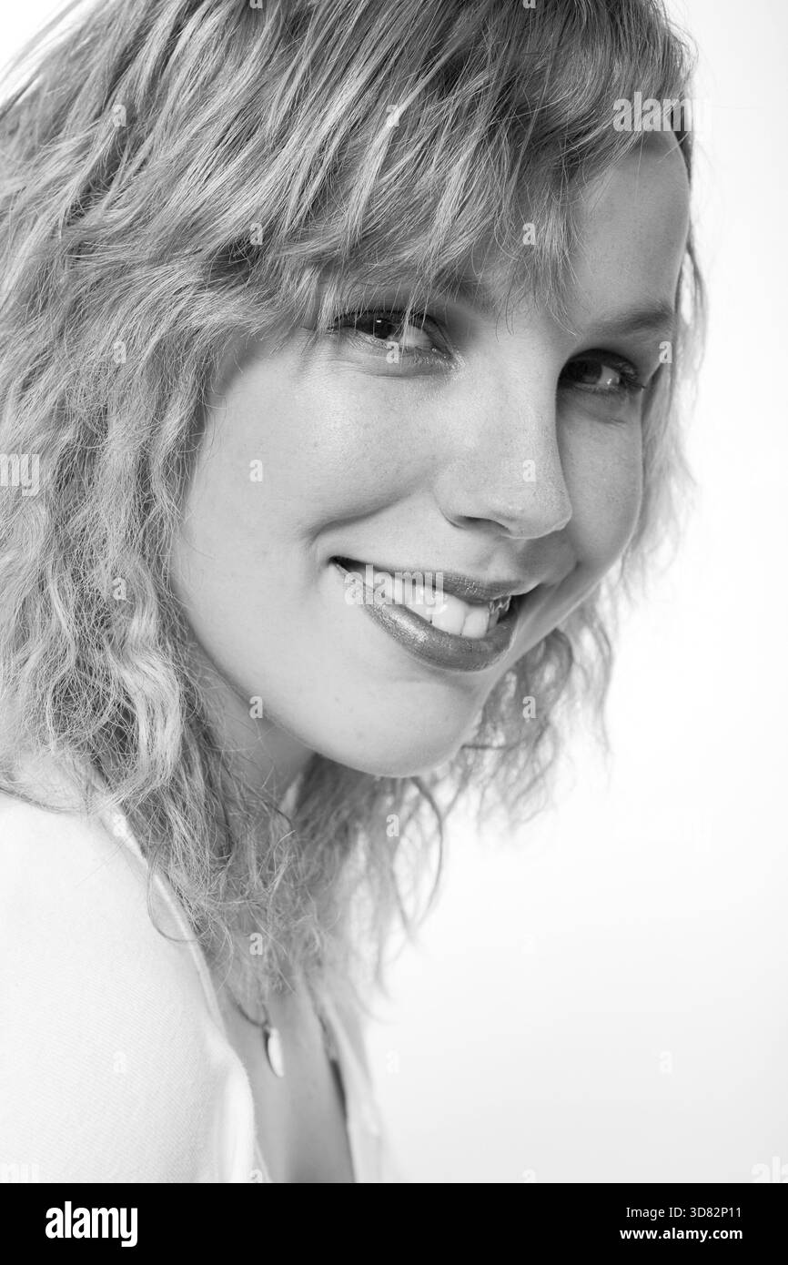 Portrait blond woman isolated Black and White Stock Photos & Images - Alamy