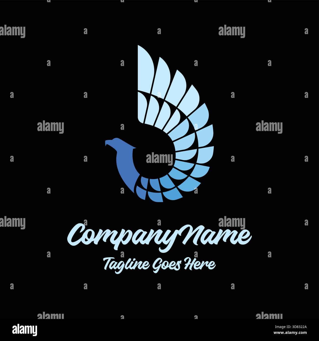 Side View Geometric Eagle Hawk Falcon Phoenix Wings Bird Logo Design Vector Stock Vector
