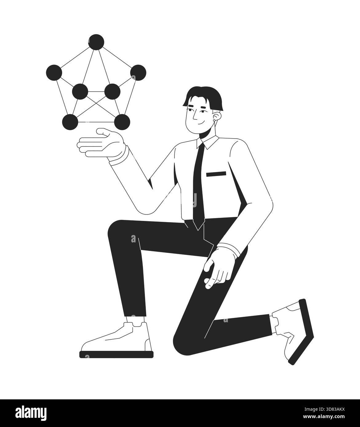 Neural network line illustration concept Stock Vector