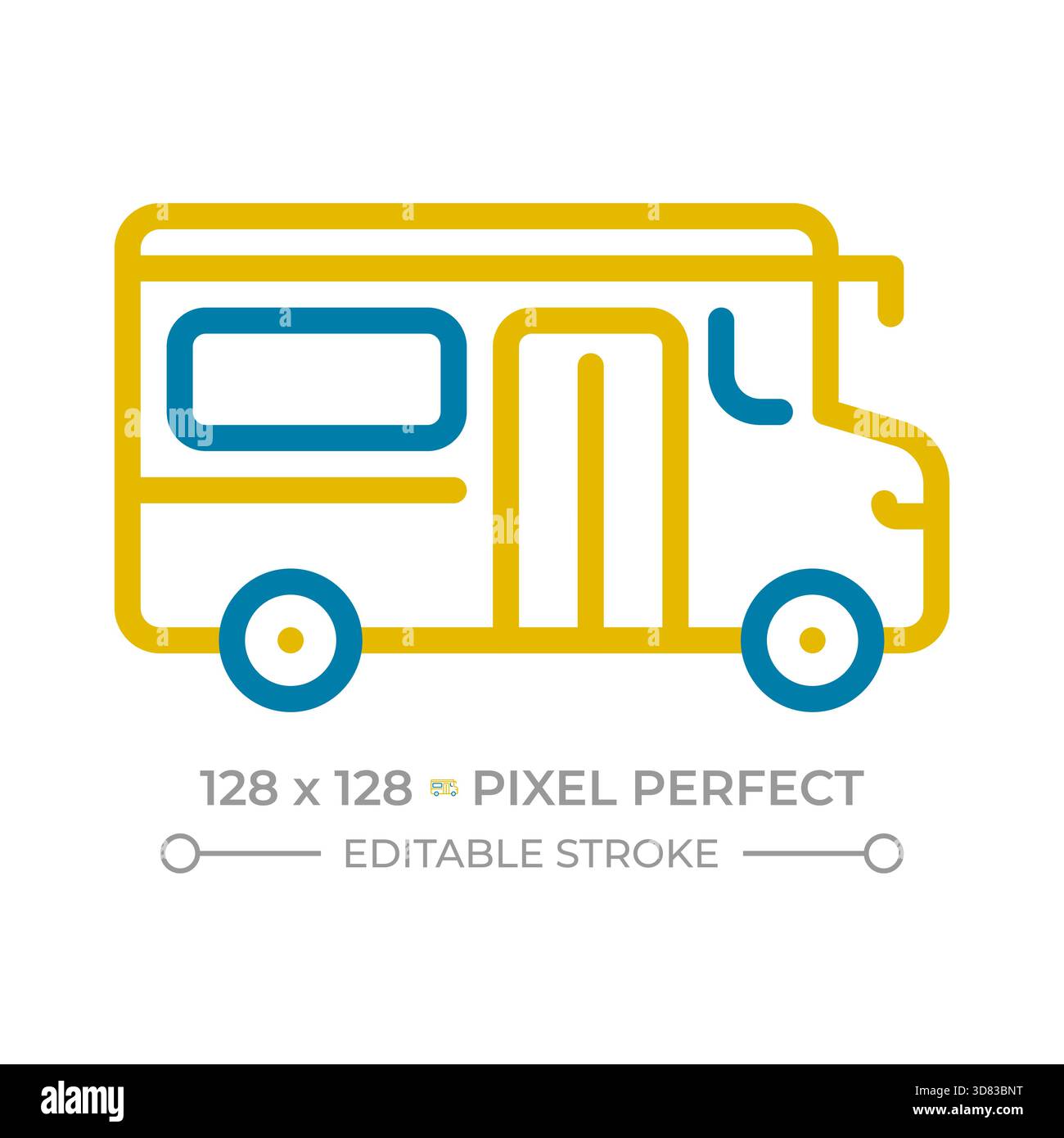 School bus pixel perfect two color line icon Stock Vector