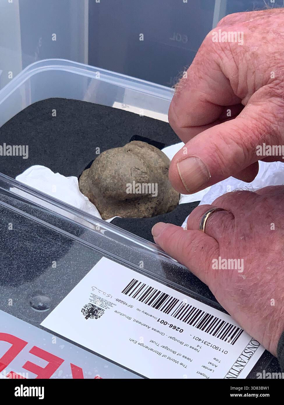 Extraordinary discovery Orkney Neolithic find ground penetrating radar Ring of Brodgar Archaeologist  Ness of Brodgar Scanning equipment found find - Smartphone Captured Stock Image