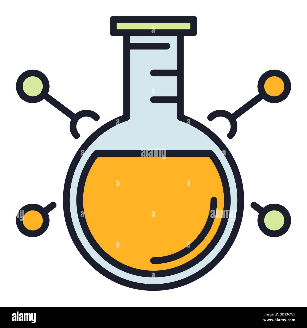 Round Flask and molecular formula vector Education concept colored icon or logo element Stock Vector