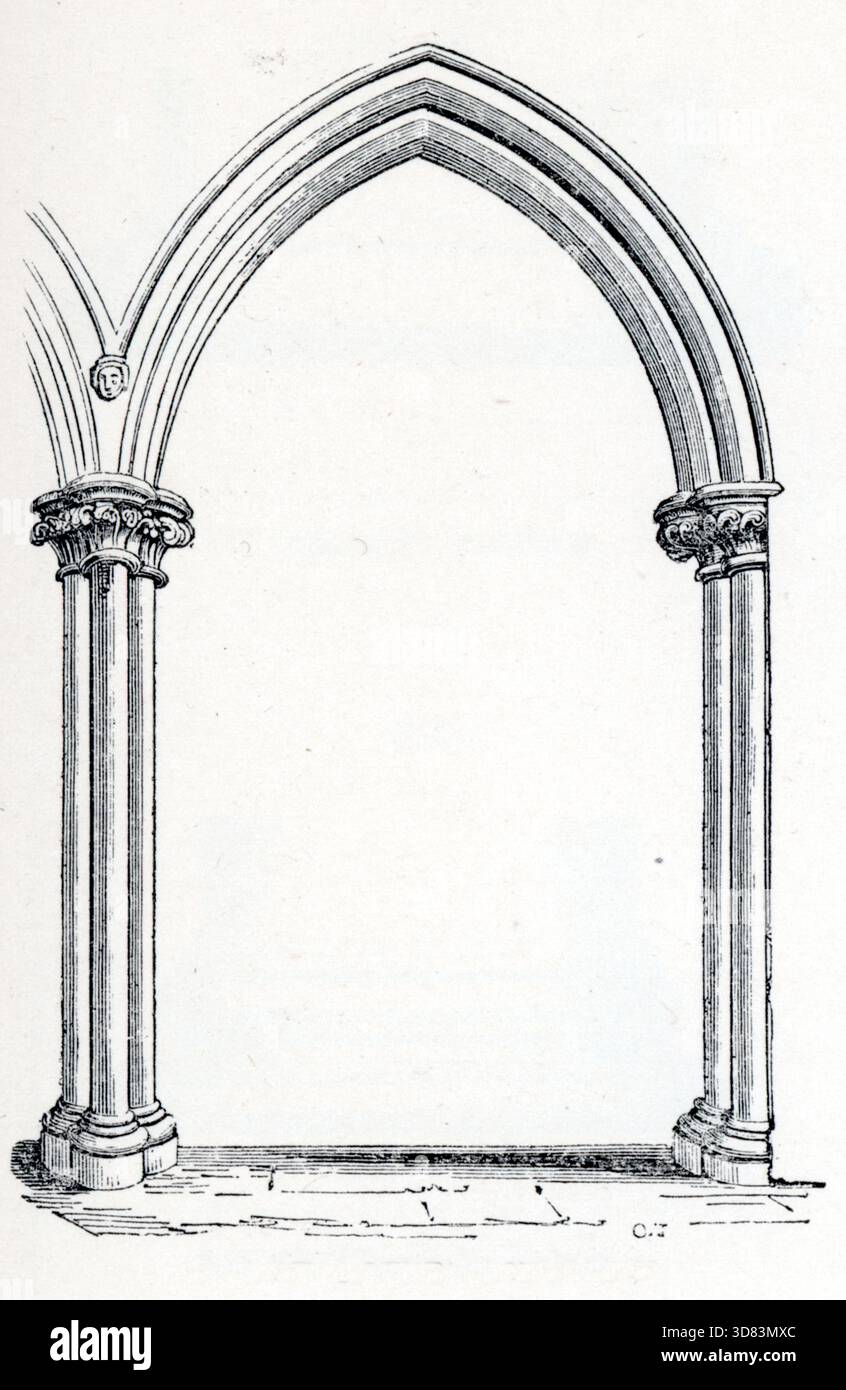 This architectural engraving illustrates a refined Early English Gothic ...