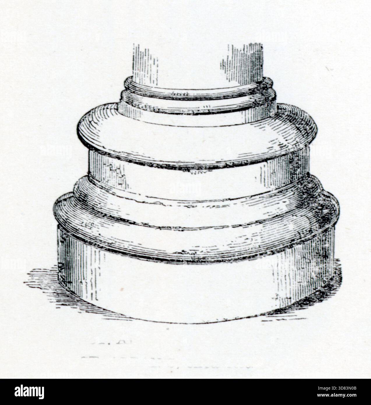 A Victorian architectural illustration showing a tiered classical ...