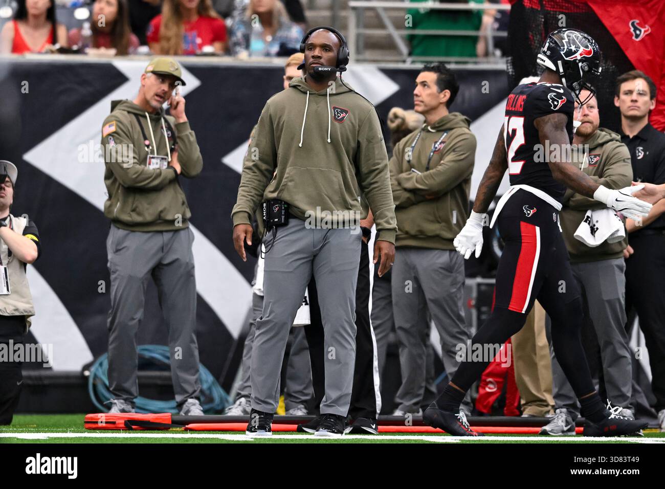 Houston Texans head coach DeMeco Ryans looks on during the first half ...