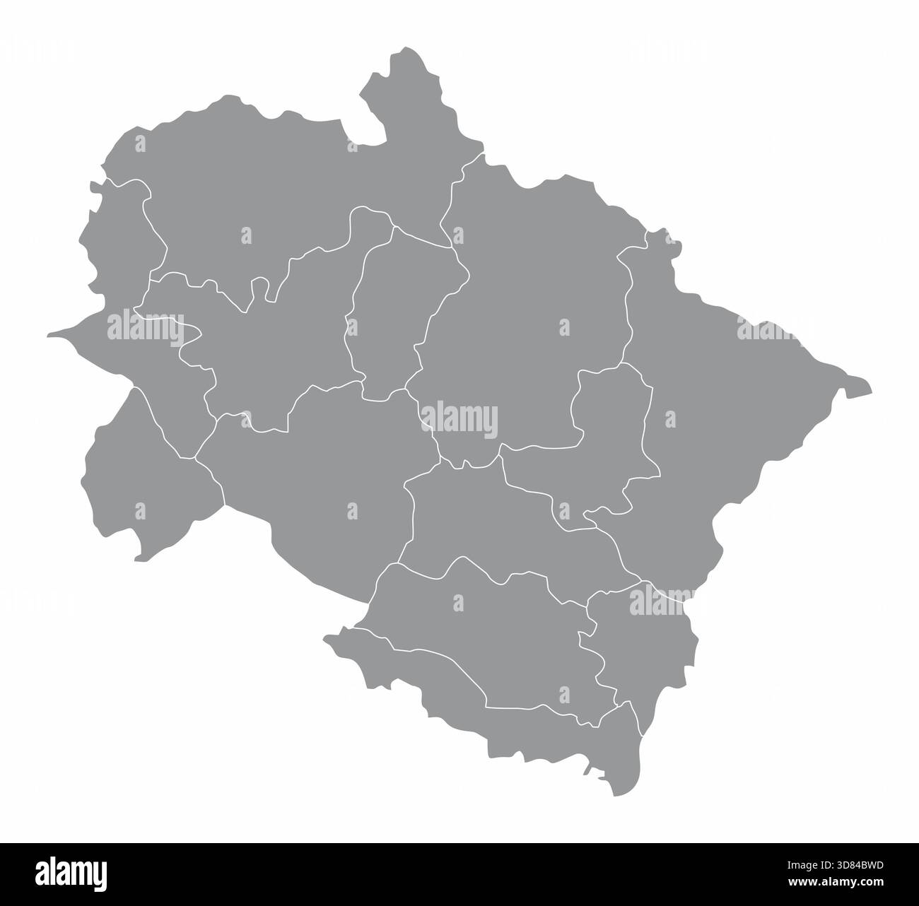 Uttarakhand administrative map isolated on white background, India Stock Vector